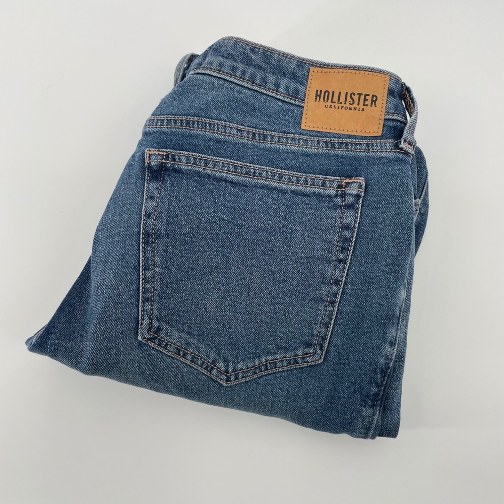 Hollister Low-Rise 90s Vintage Straight Distressed Jeans Blue 11R W30 L31 NEW